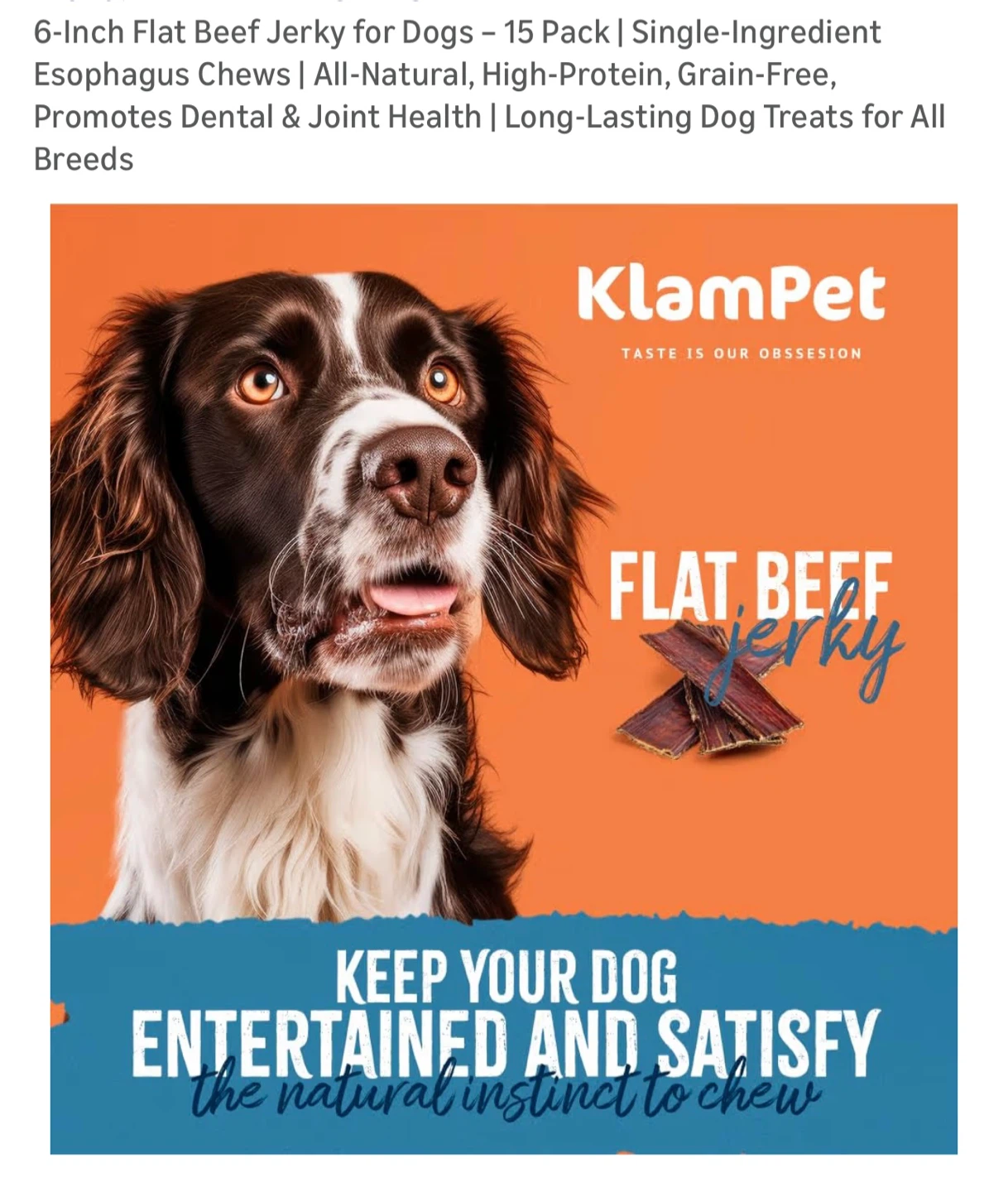Klampet Flat Beef Jerky Dog Treats - 15 Pack - photo 2