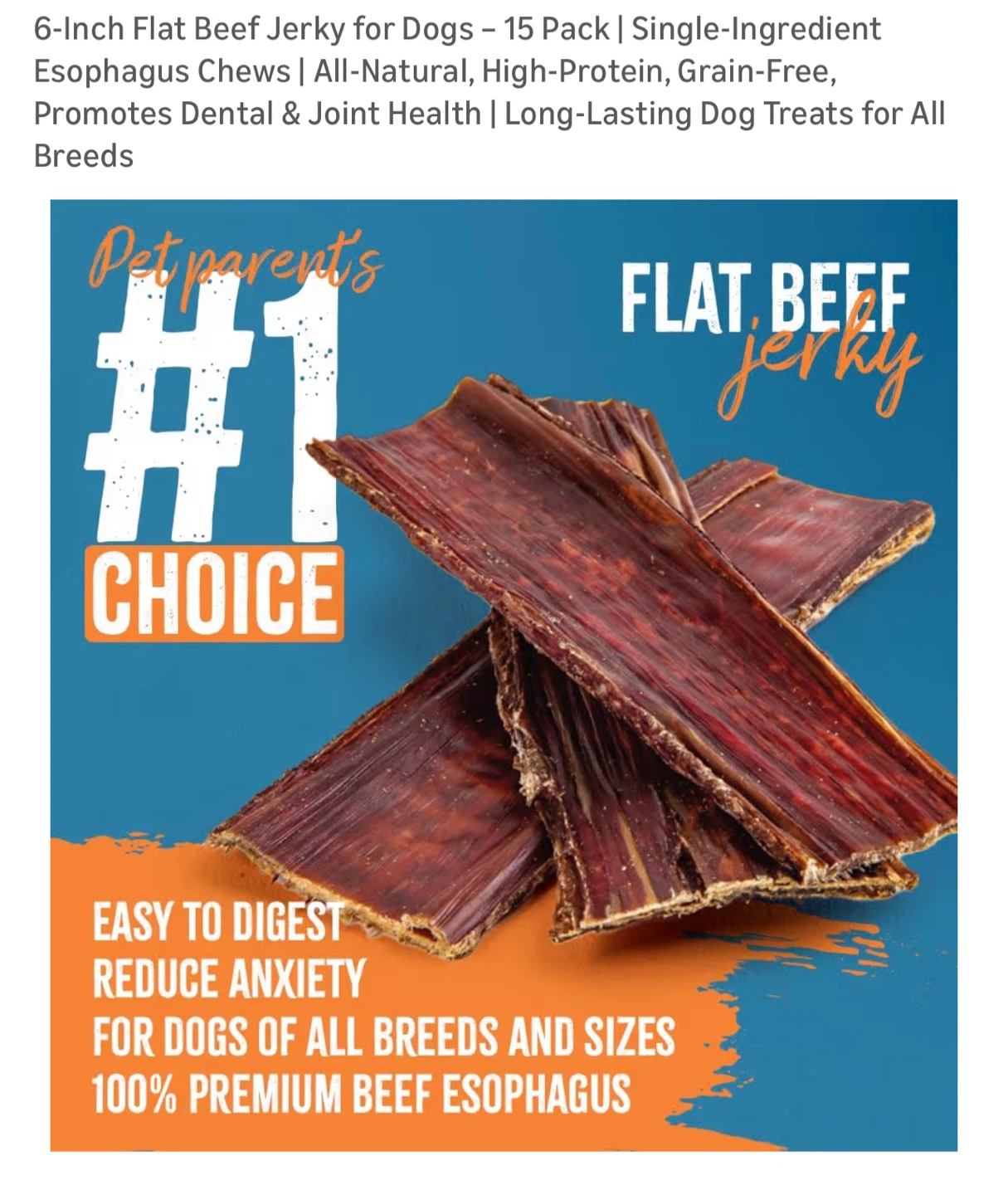 Klampet Flat Beef Jerky Dog Treats - 15 Pack - photo 3