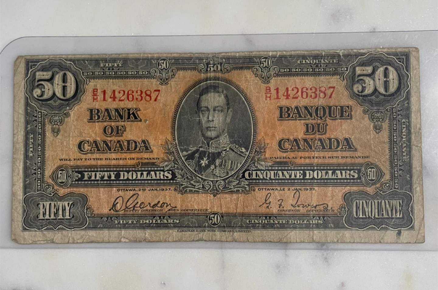 Vintage 1937 $50 Note B/H Prefix