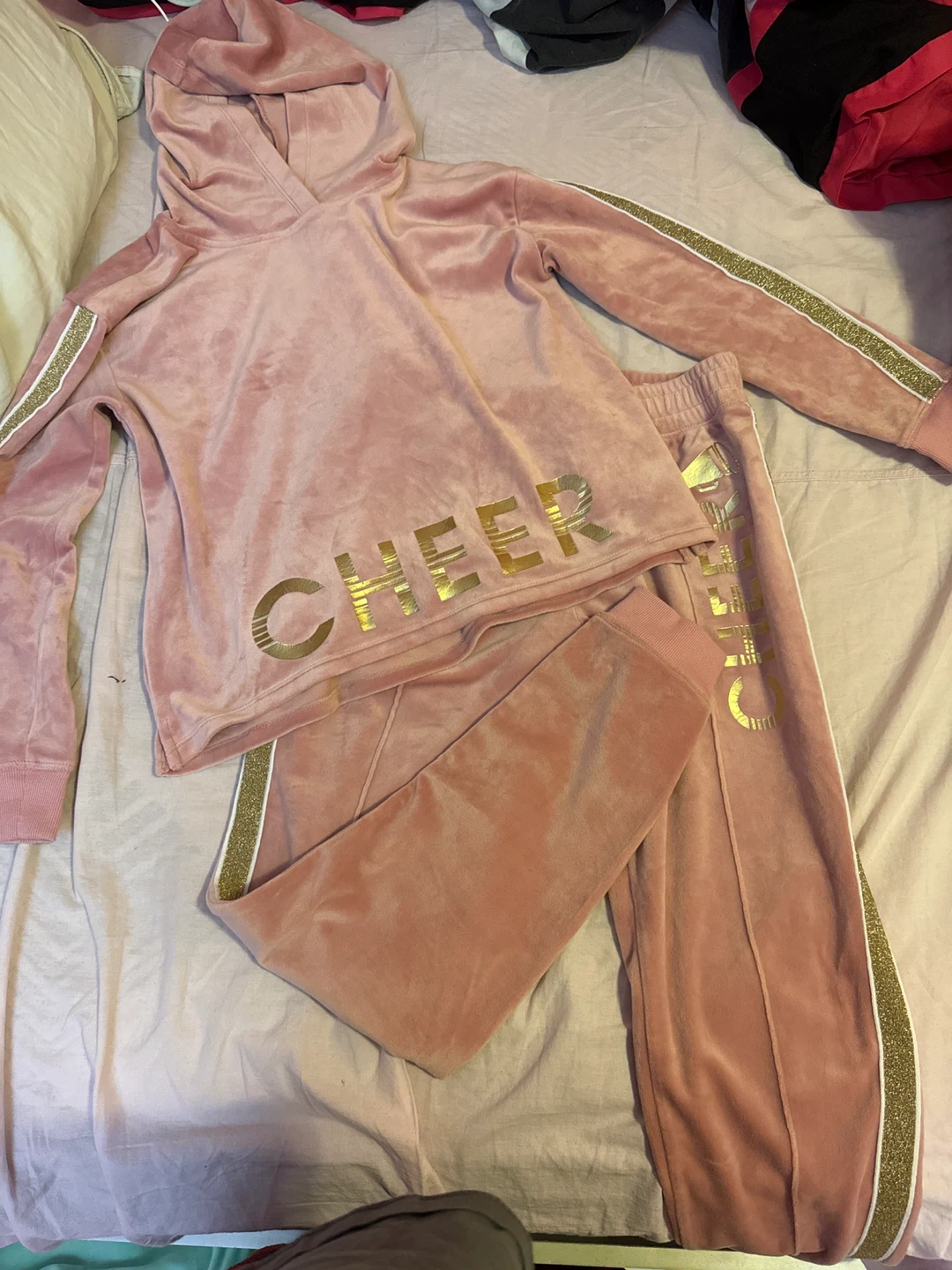 Cheer Velour Tracksuit - Pink