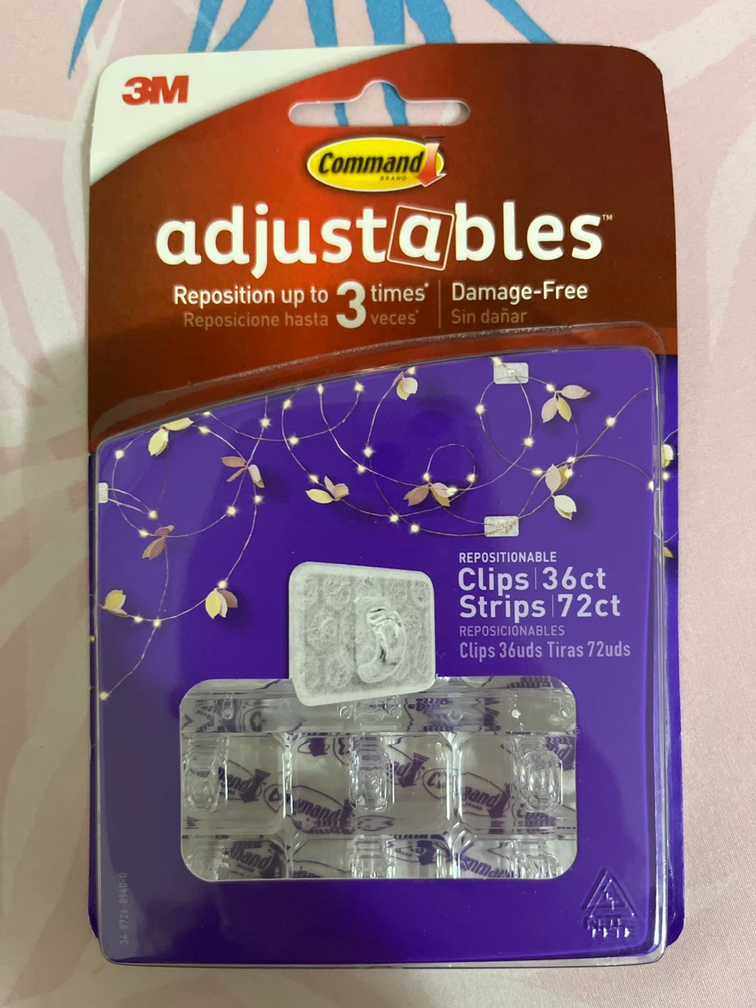 3M Command Adjustables Clips 36ct, Strips 72ct