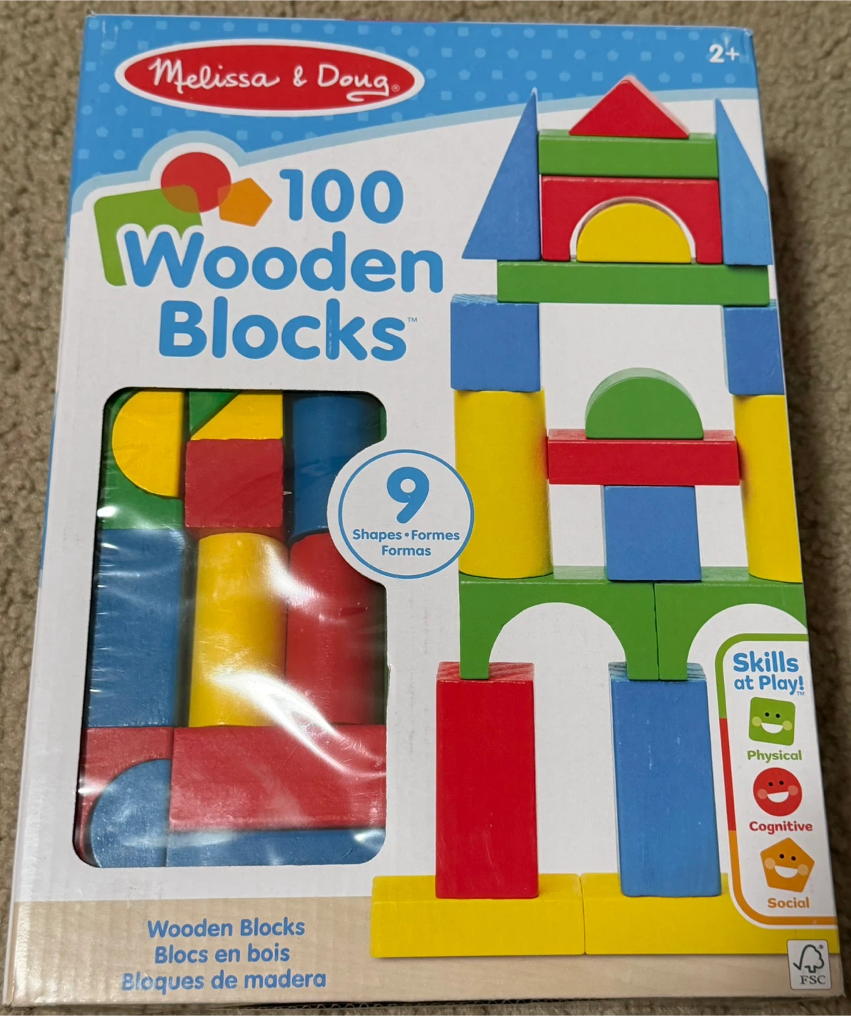 Melissa & Doug 100 Wooden Blocks - New