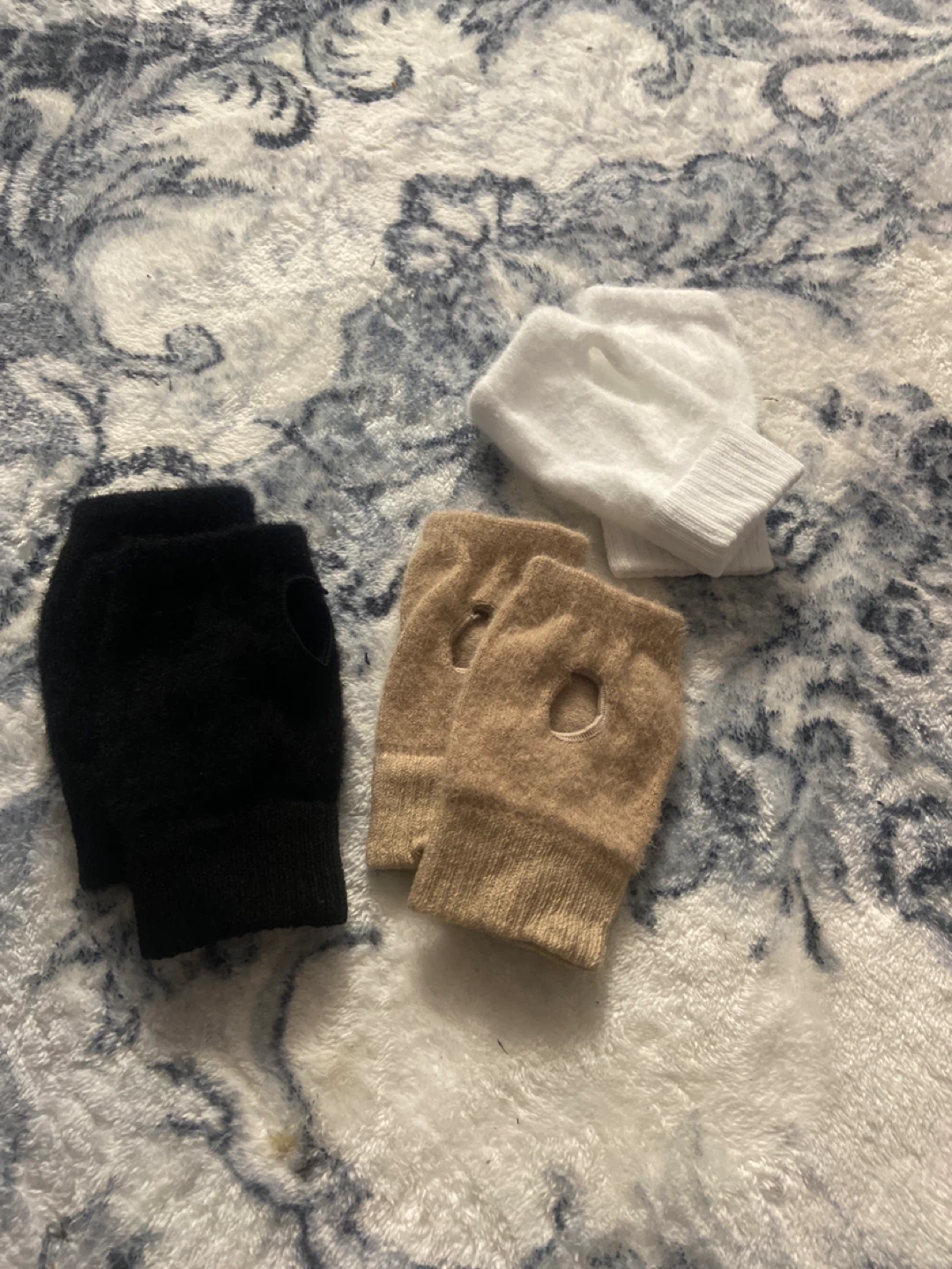 Fingerless Gloves - Black, Beige, White