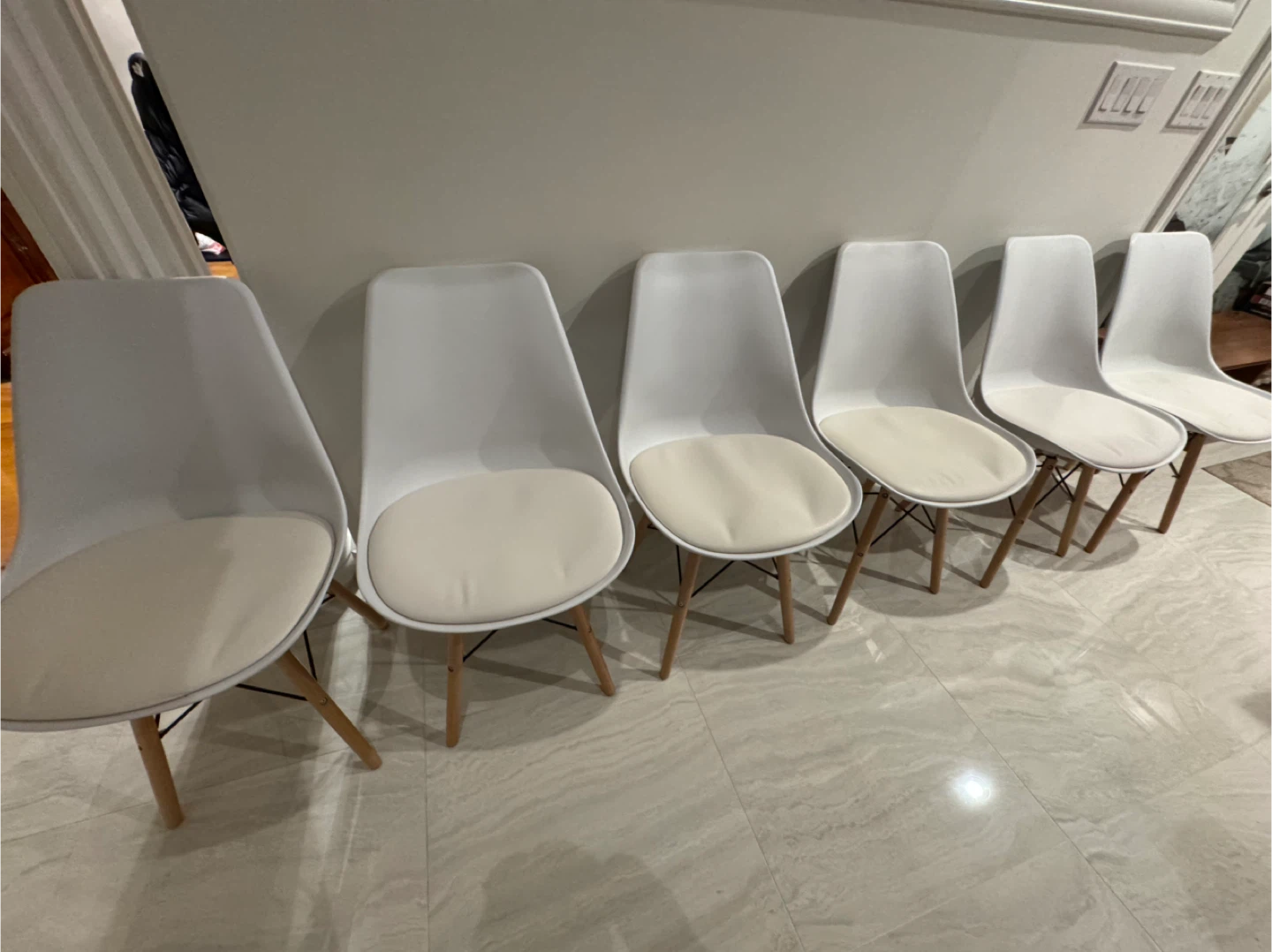 Eames Style White Dining Chairs - Set of 6