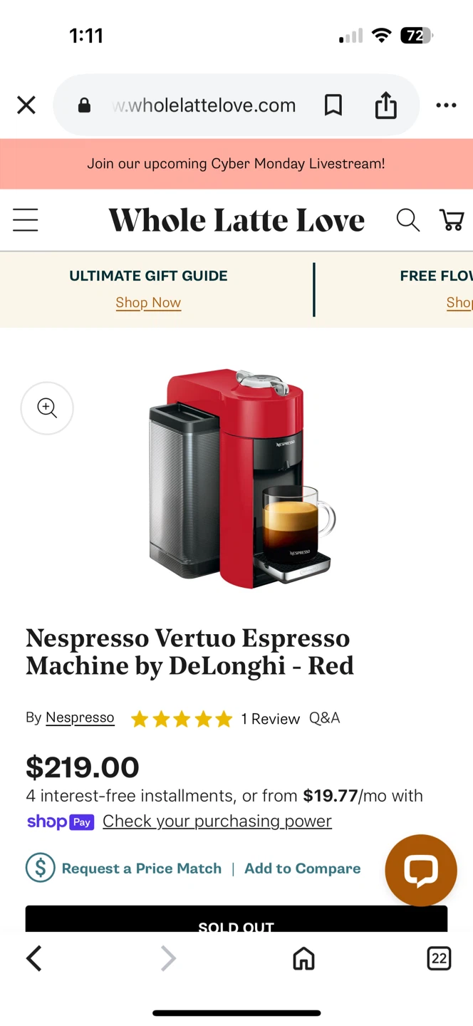 Nespresso Vertuo Espresso Machine by DeLonghi - Red - photo 2