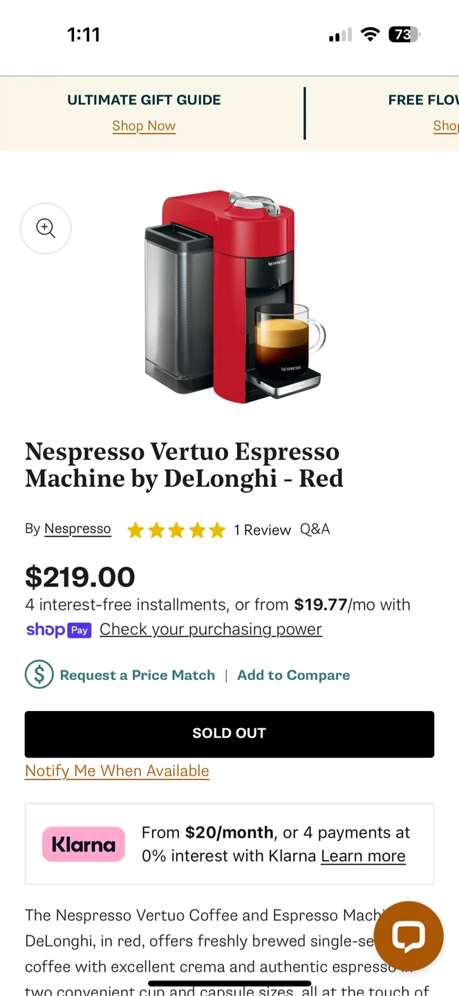 Nespresso Vertuo Espresso Machine by DeLonghi - Red - photo 3