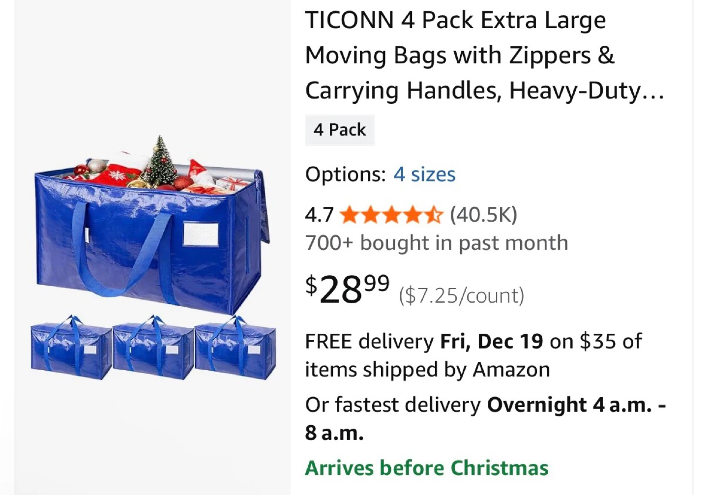 TICONN Extra Large Moving Bags - 5 Pack - photo 3