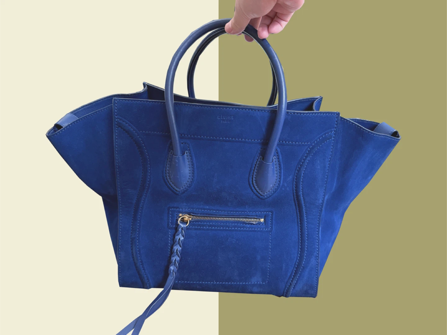 Authentic Celine Suede Leather Handbag