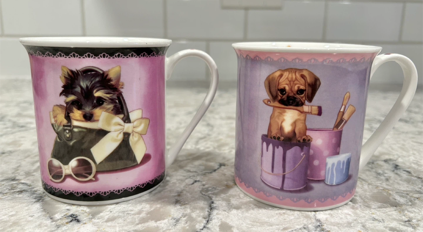 London Home Fine China Puppy Mugs - Set of 2