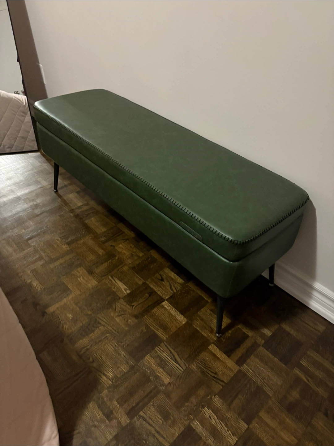 Green Ottoman Storage Bench - 47.2" Wide - photo 4