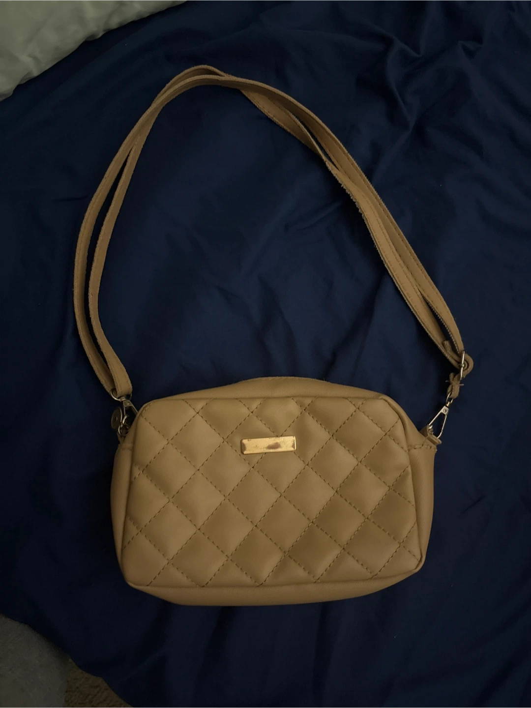 Quilted Crossbody Bag - Beige