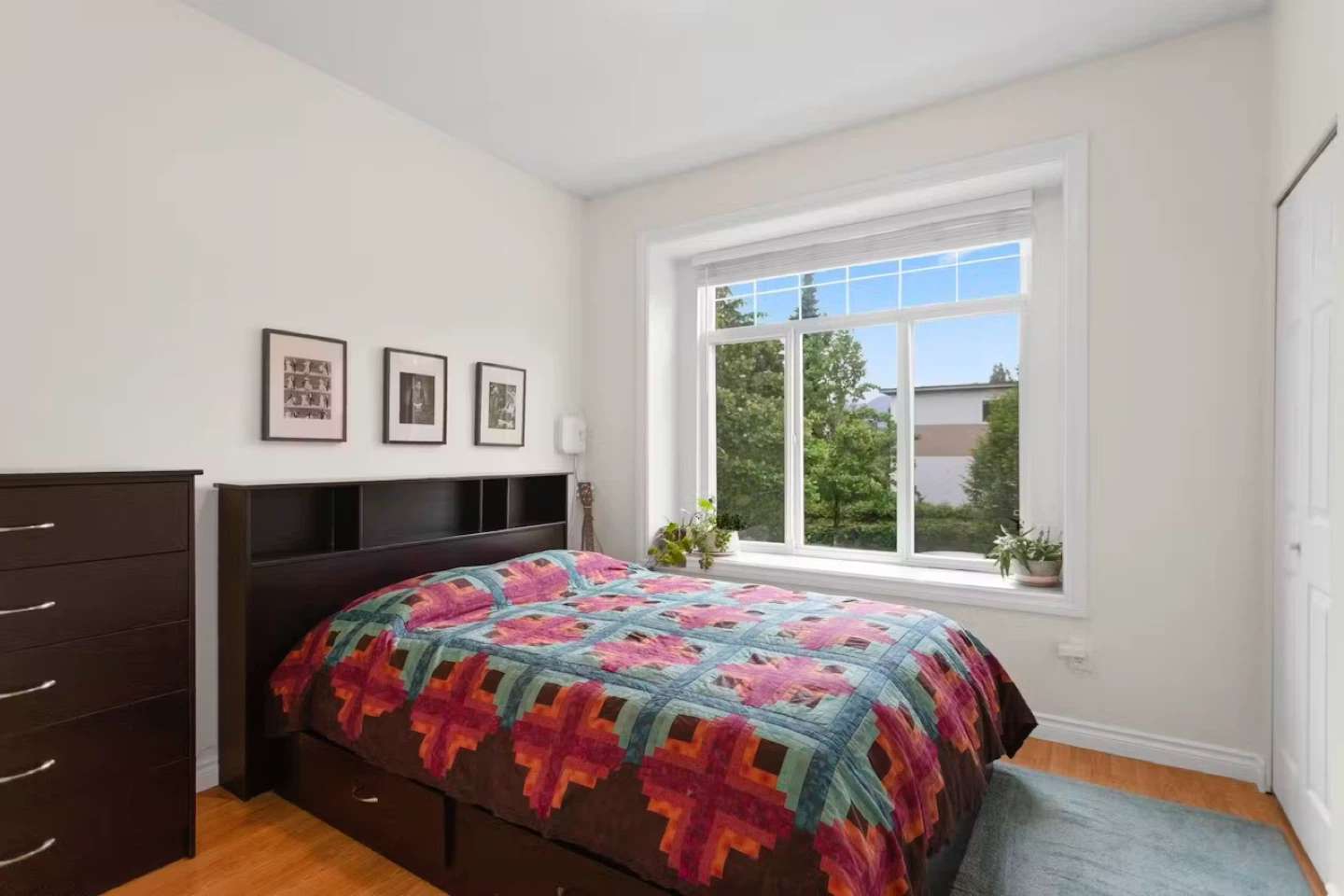 Bedroom set with bed, dresser, and nightstand