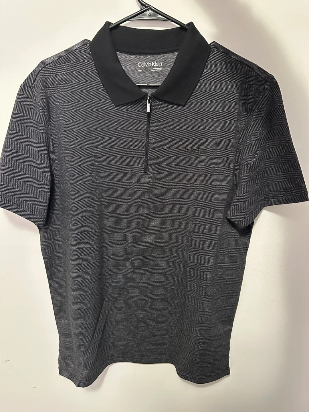 Calvin Klein Tech Pique Zip Polo Shirt - Size Medium