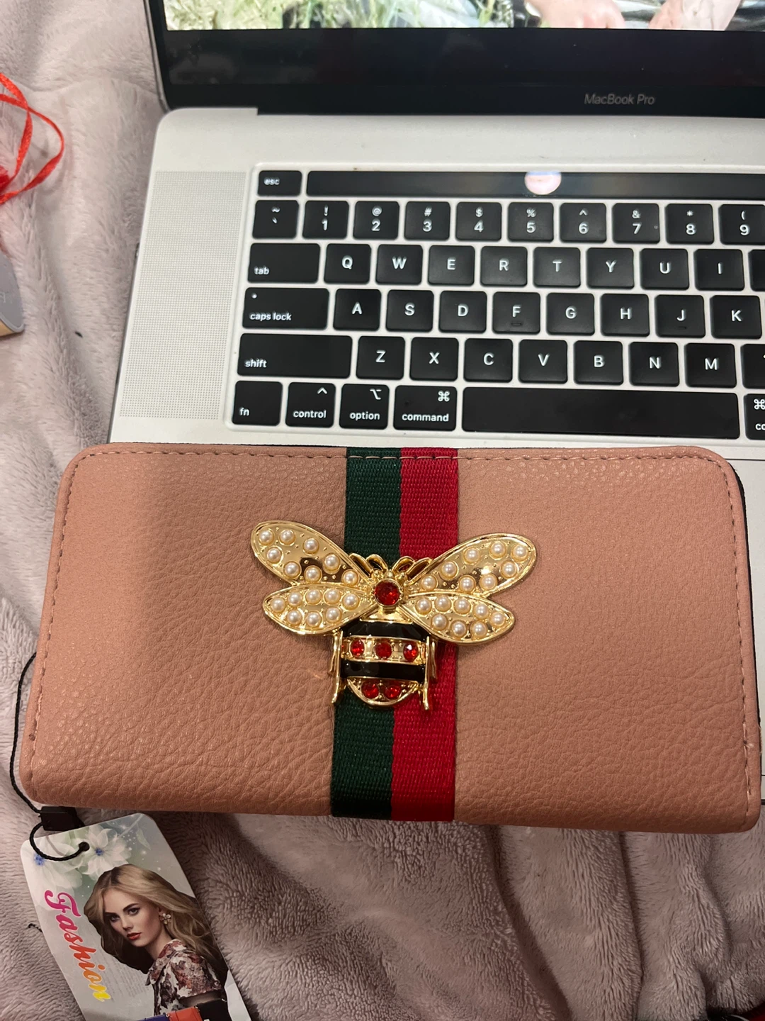 Fashion Pink Wallet with Bee Decor
