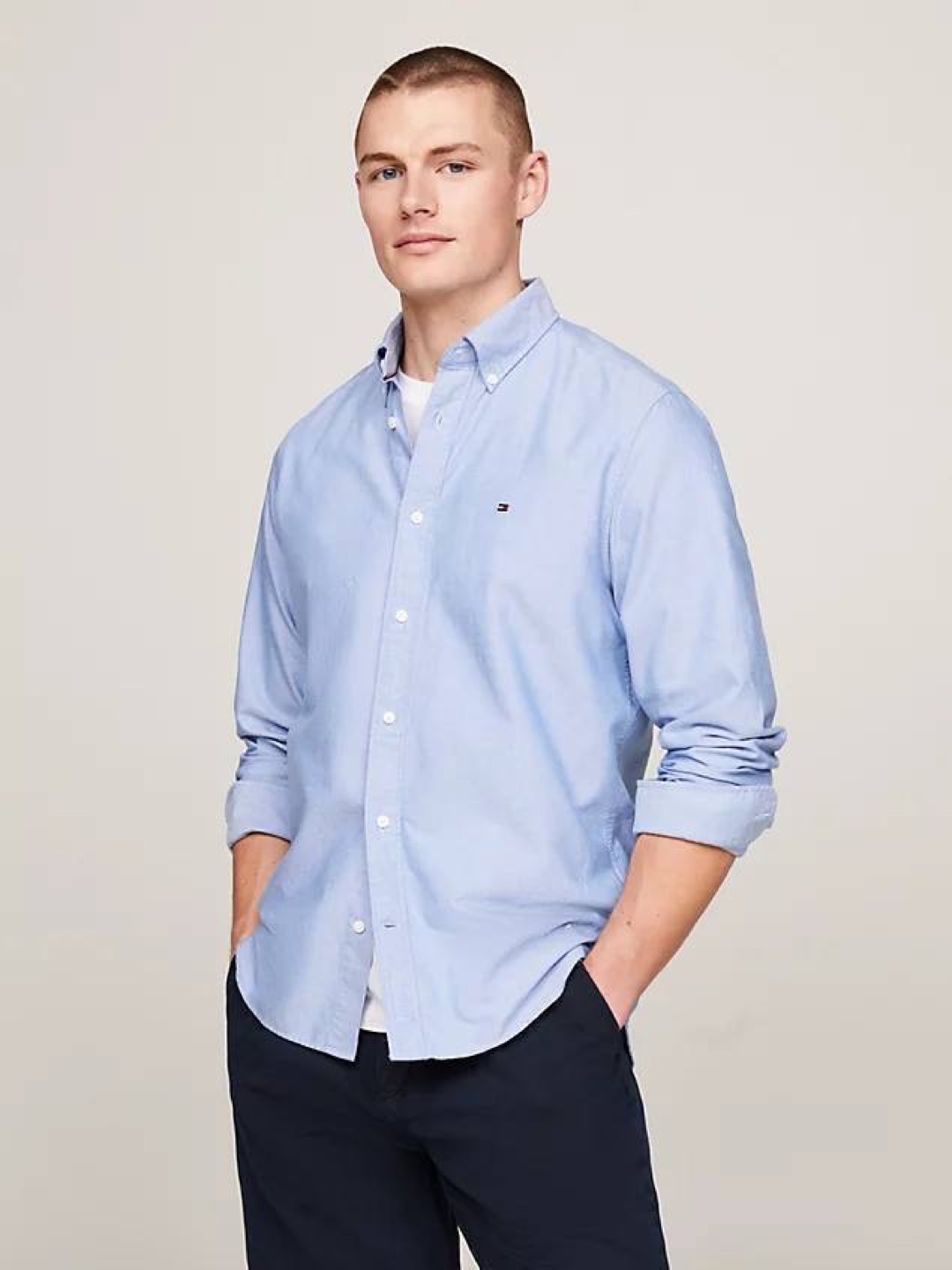Tommy Hilfiger Light Blue Slim Fit Stretch Shirt - L