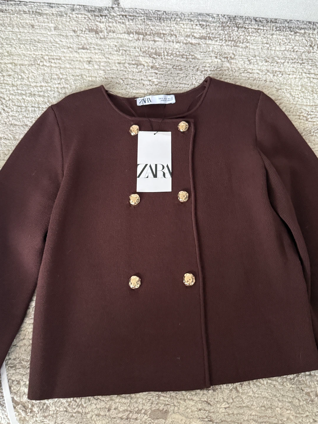 BOGO: Burgundy Knit Jacket & White Shirt - Size S - photo 3
