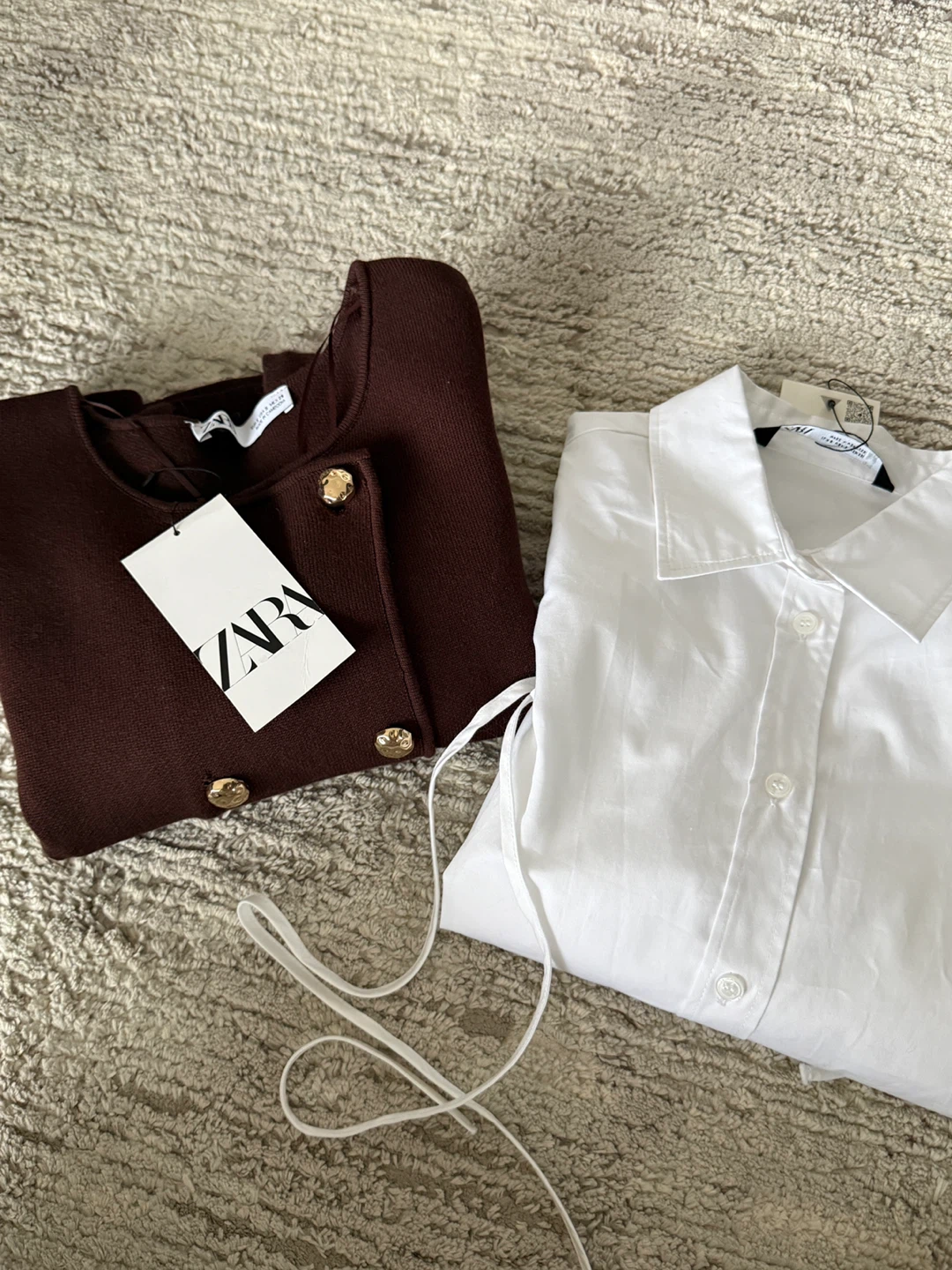 BOGO: Burgundy Knit Jacket & White Shirt - Size S