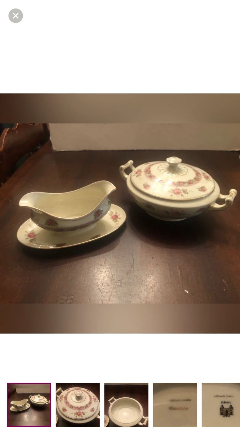 Antique Rose Bowl and Gravy Boat.