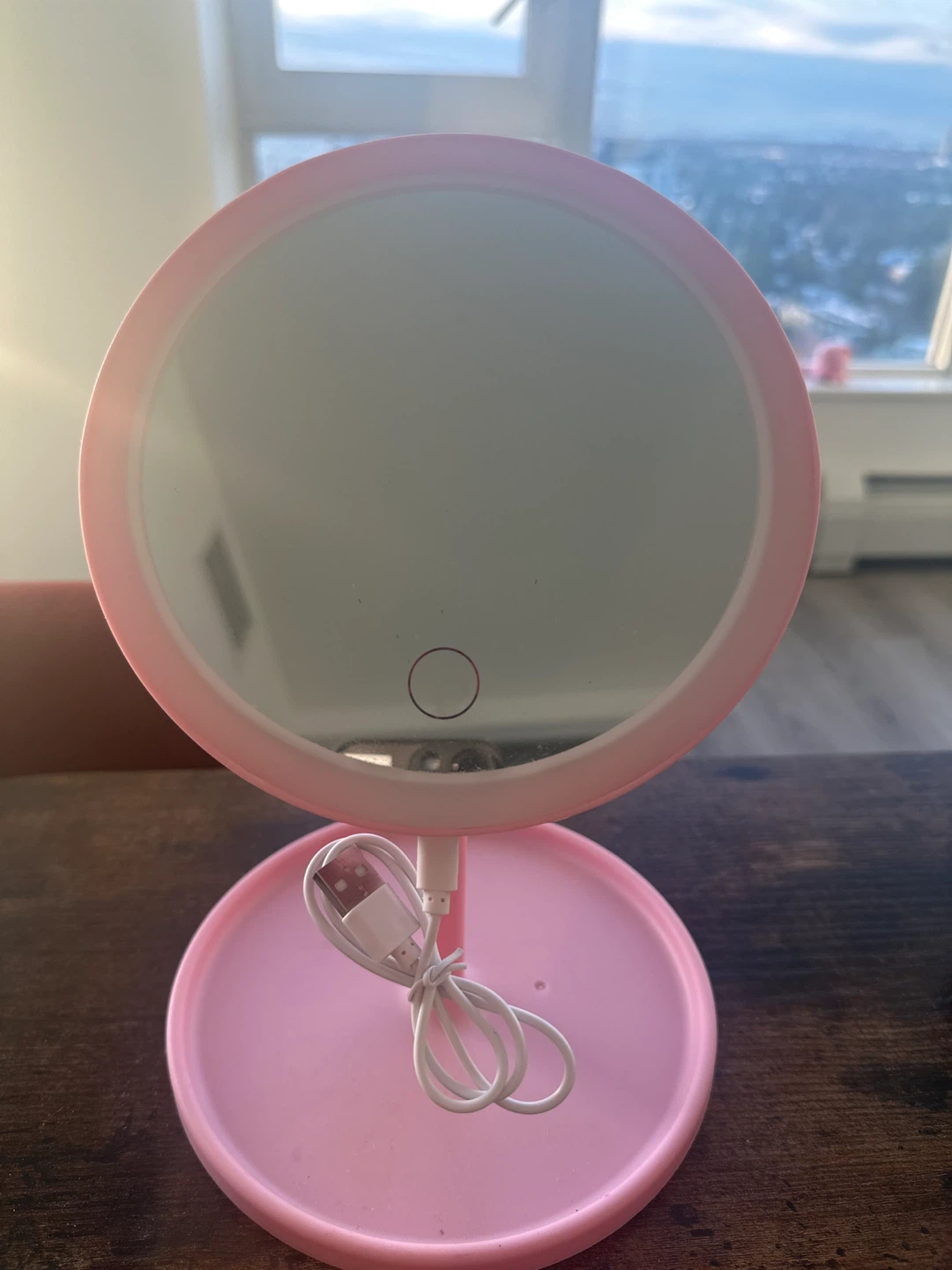 Pink LED Lighted Makeup Mirror