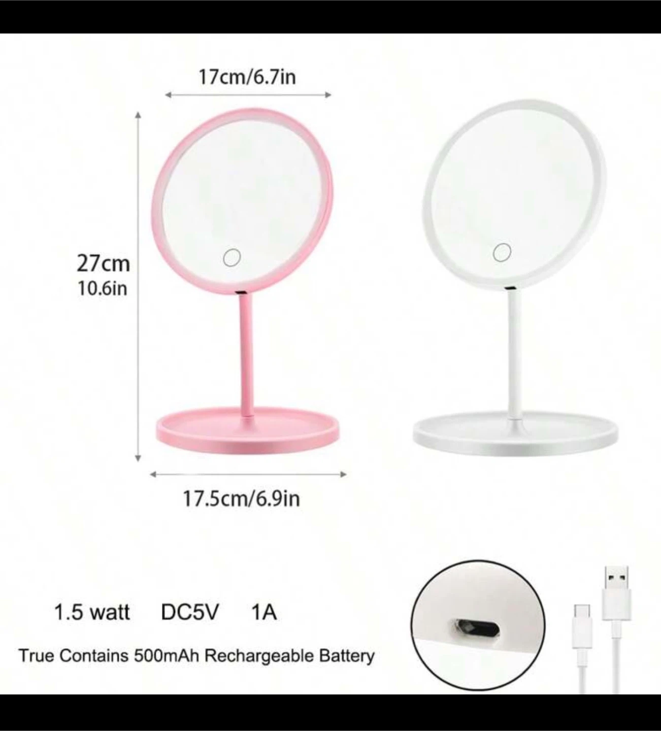 Pink LED Lighted Makeup Mirror - photo 3