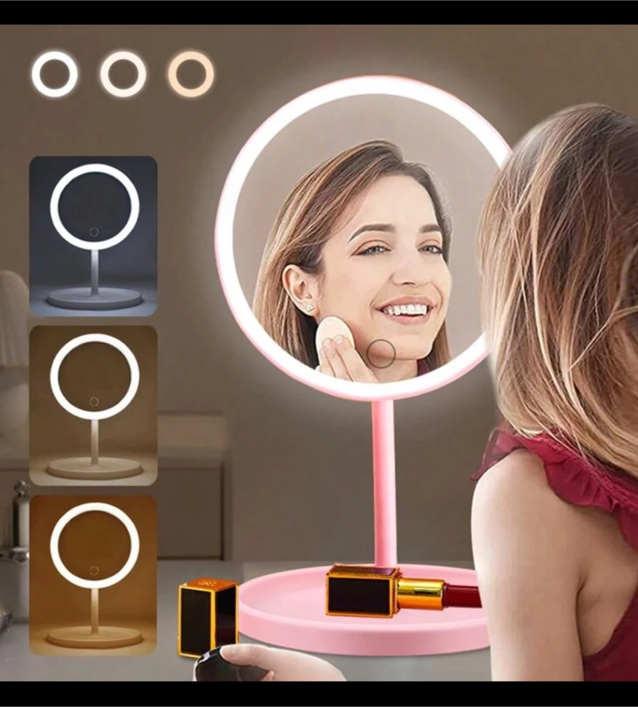 Pink LED Lighted Makeup Mirror - photo 2