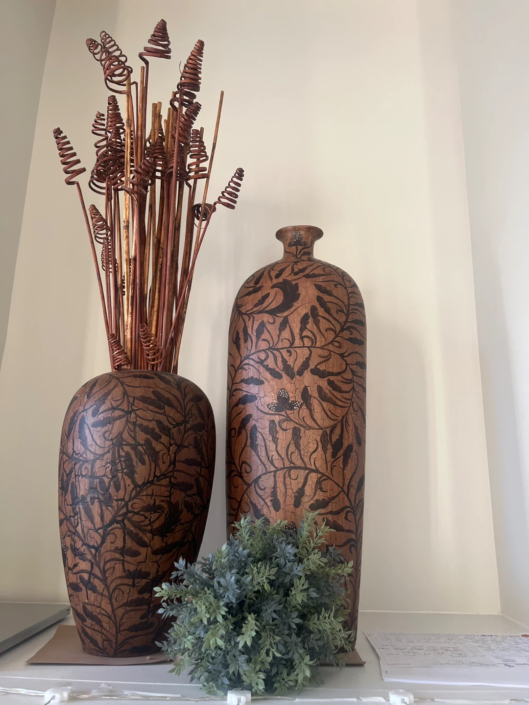 Decorative Brown Vases - Set of Two