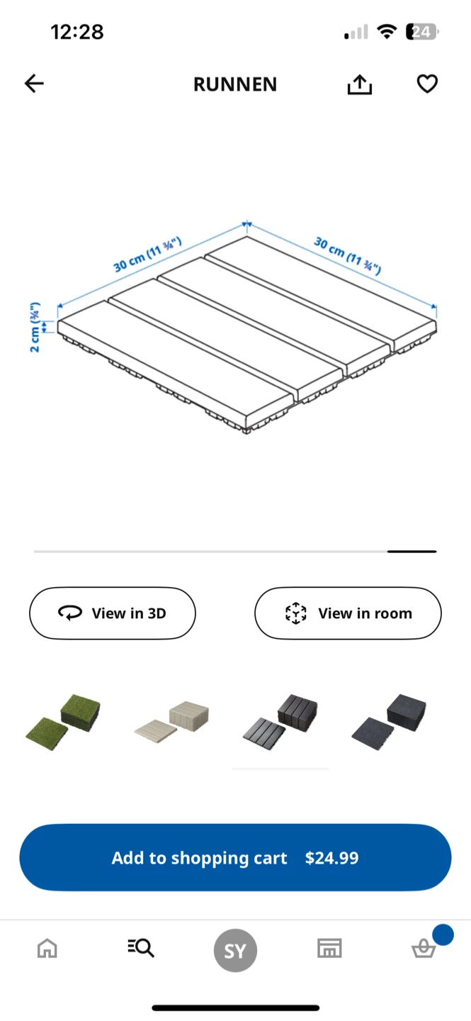 IKEA RUNNEN Decking, outdoor, dark gray, 9 sq feet - photo 2