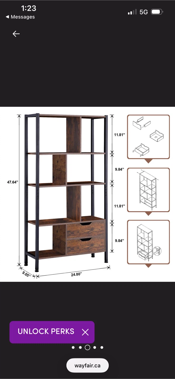 New Industrial Style Bookshelf with Drawers - photo 4