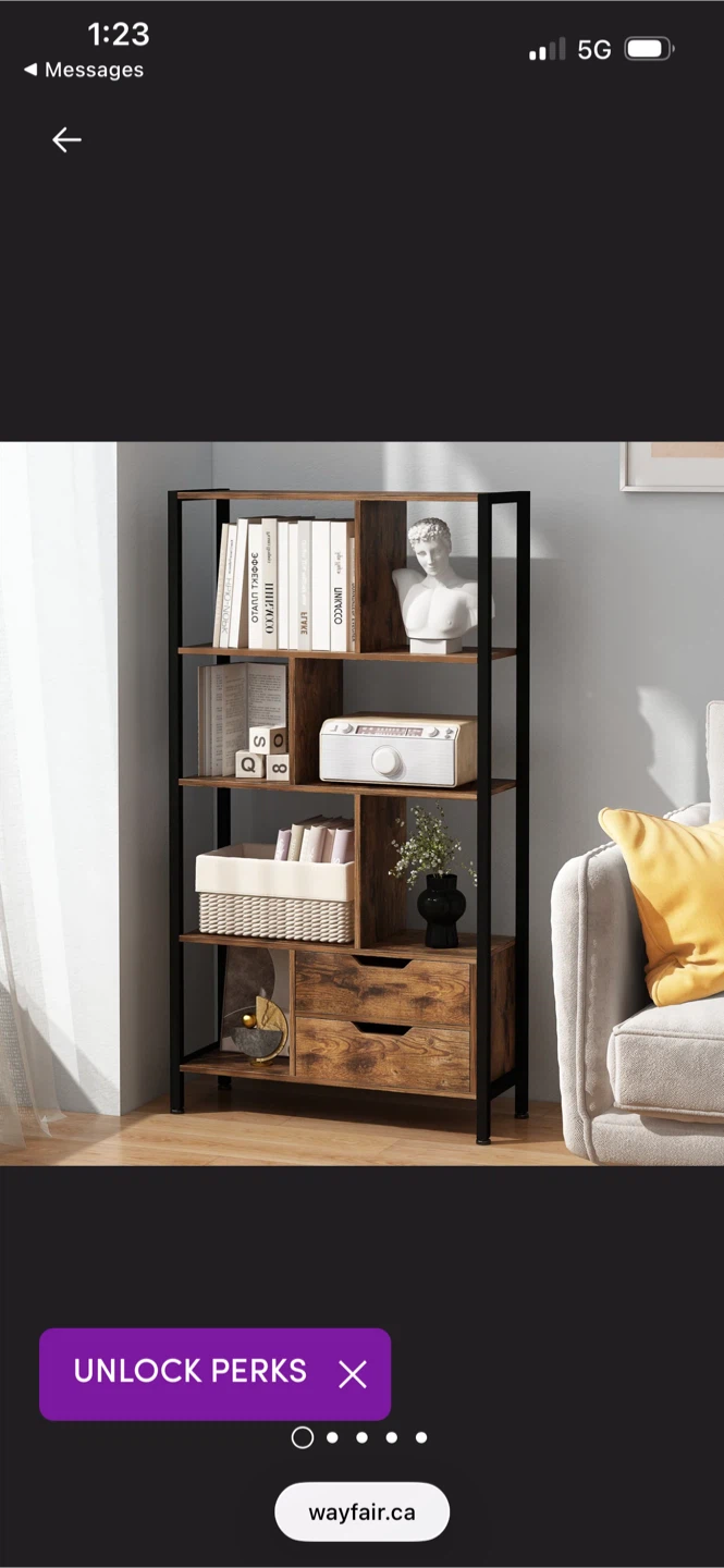 New Industrial Style Bookshelf with Drawers