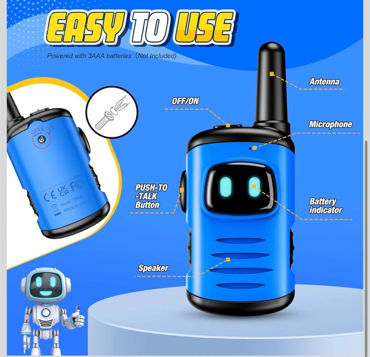 Kids Walkie Talkies, Blue, Model DM08 - photo 4