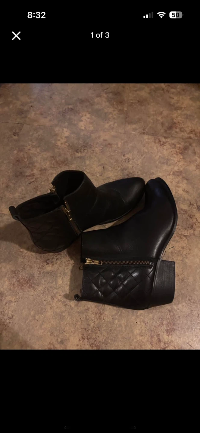 Steve Madden Black Leather Ankle Boots - Size 10