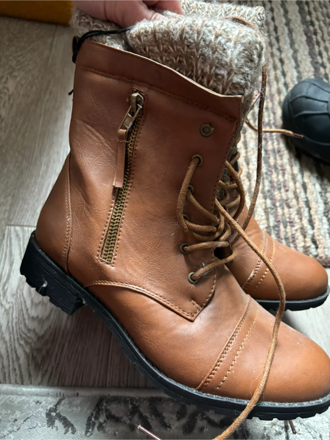 Brown Lace-Up Boots - Size 8 - photo 2