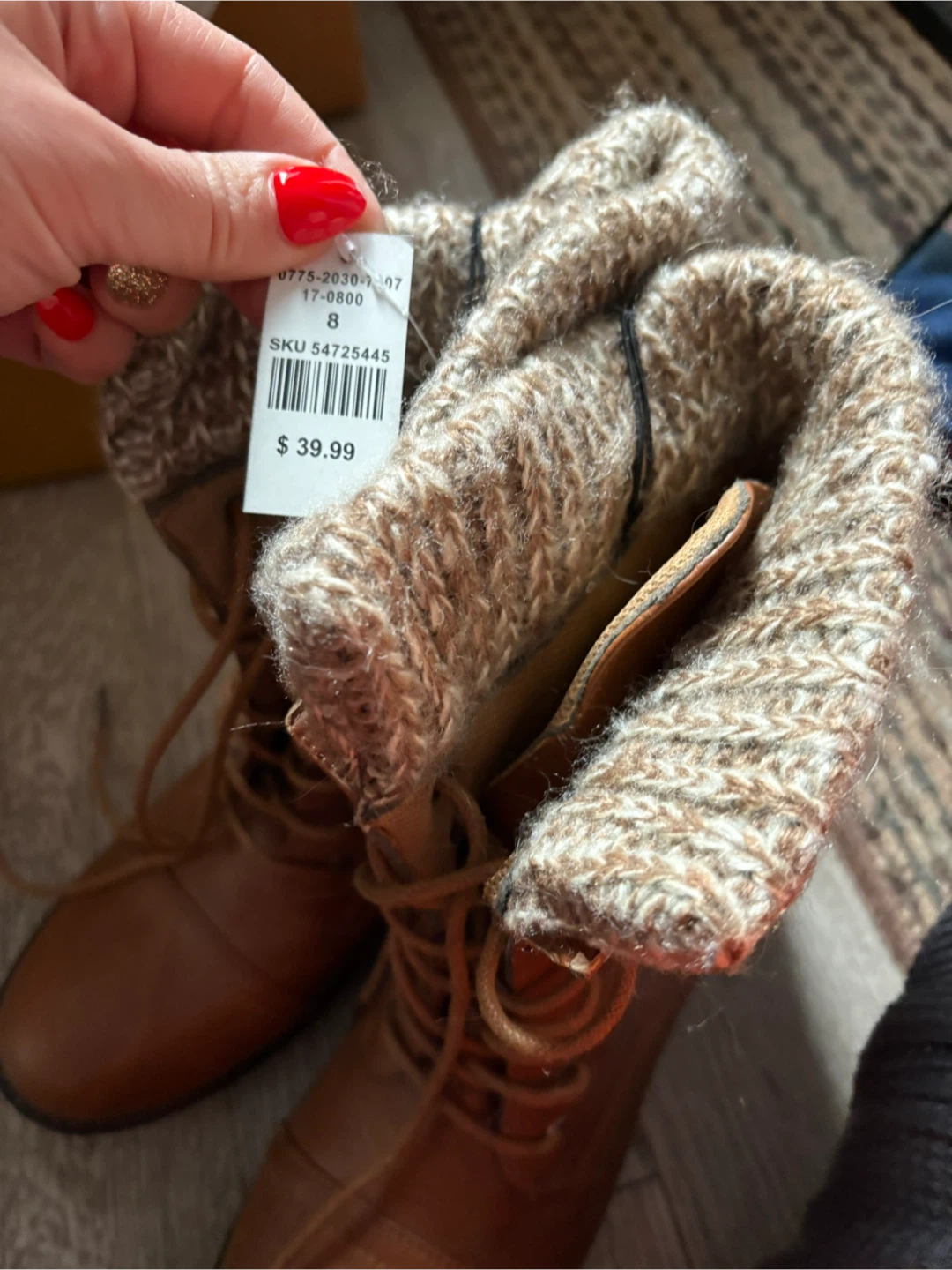 Brown Lace-Up Boots - Size 8 - photo 3