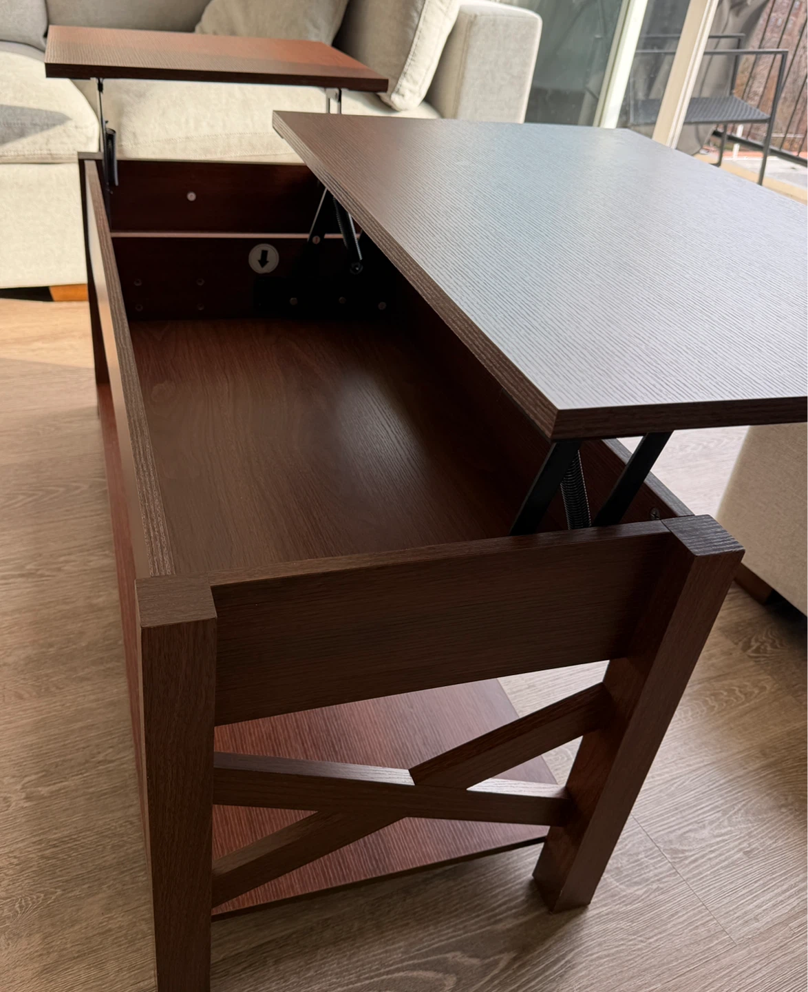 Lift-Top Coffee Table with Hidden Storage – Farmhouse Style - photo 2