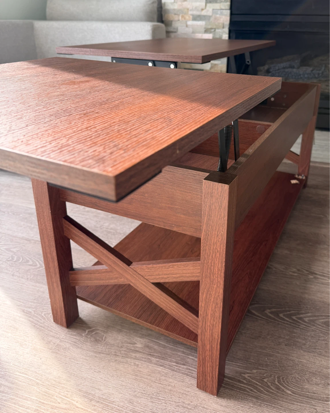 Lift-Top Coffee Table with Hidden Storage – Farmhouse Style - photo 4
