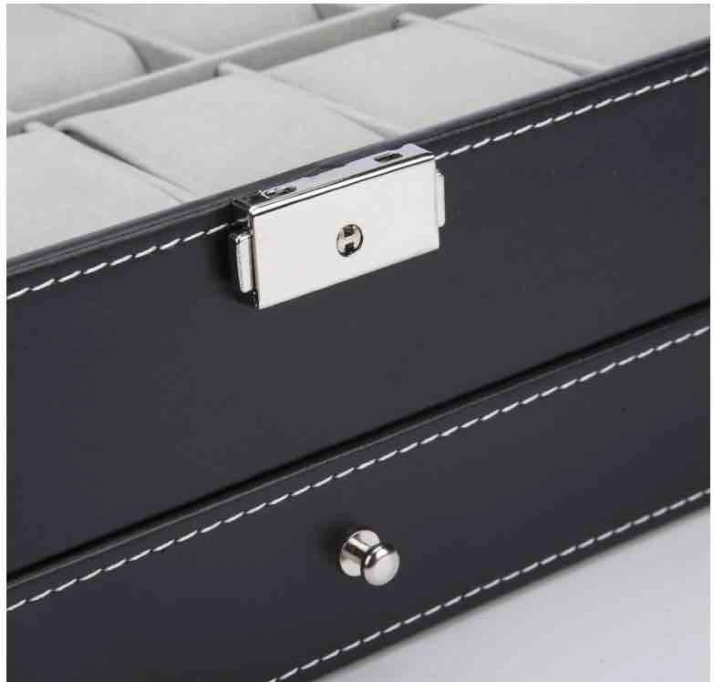 Black Leather Watch & Jewelry Box - photo 4