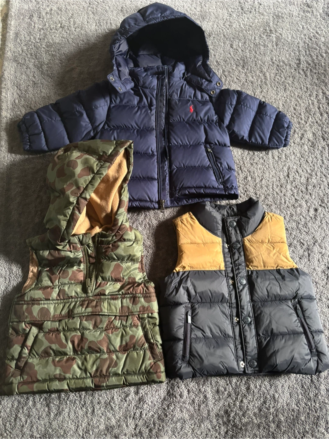 3 Baby Jackets: Ralph Lauren Puffer & Vests
