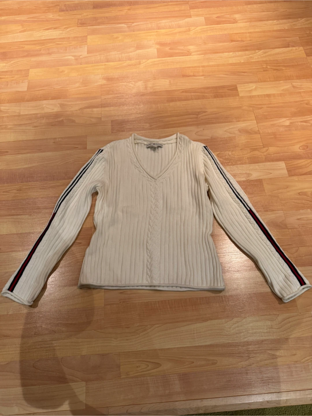 Tommy Hilfiger White Ribbed Sweater - L