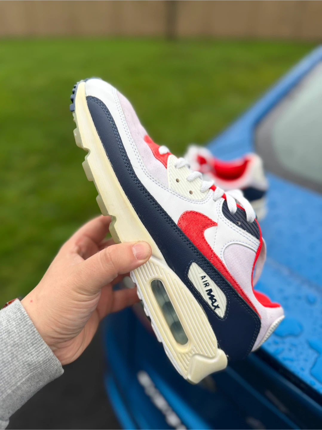 Nike Air Max 90 Shoes - White, Red, Navy - photo 3