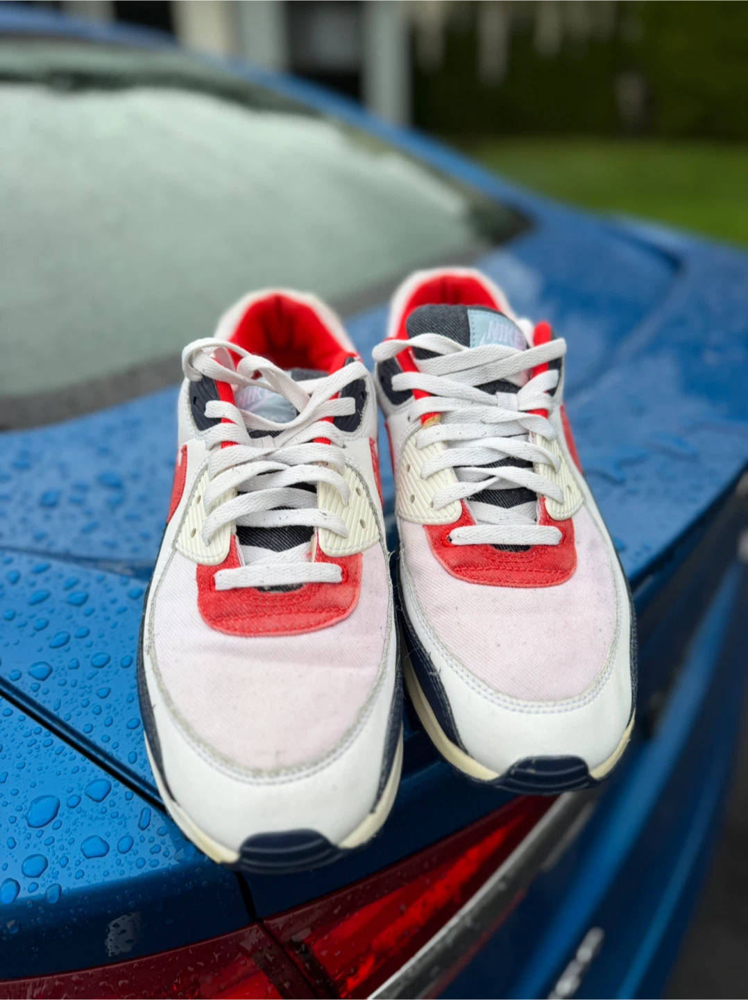 Nike Air Max 90 Shoes - White, Red, Navy - photo 5