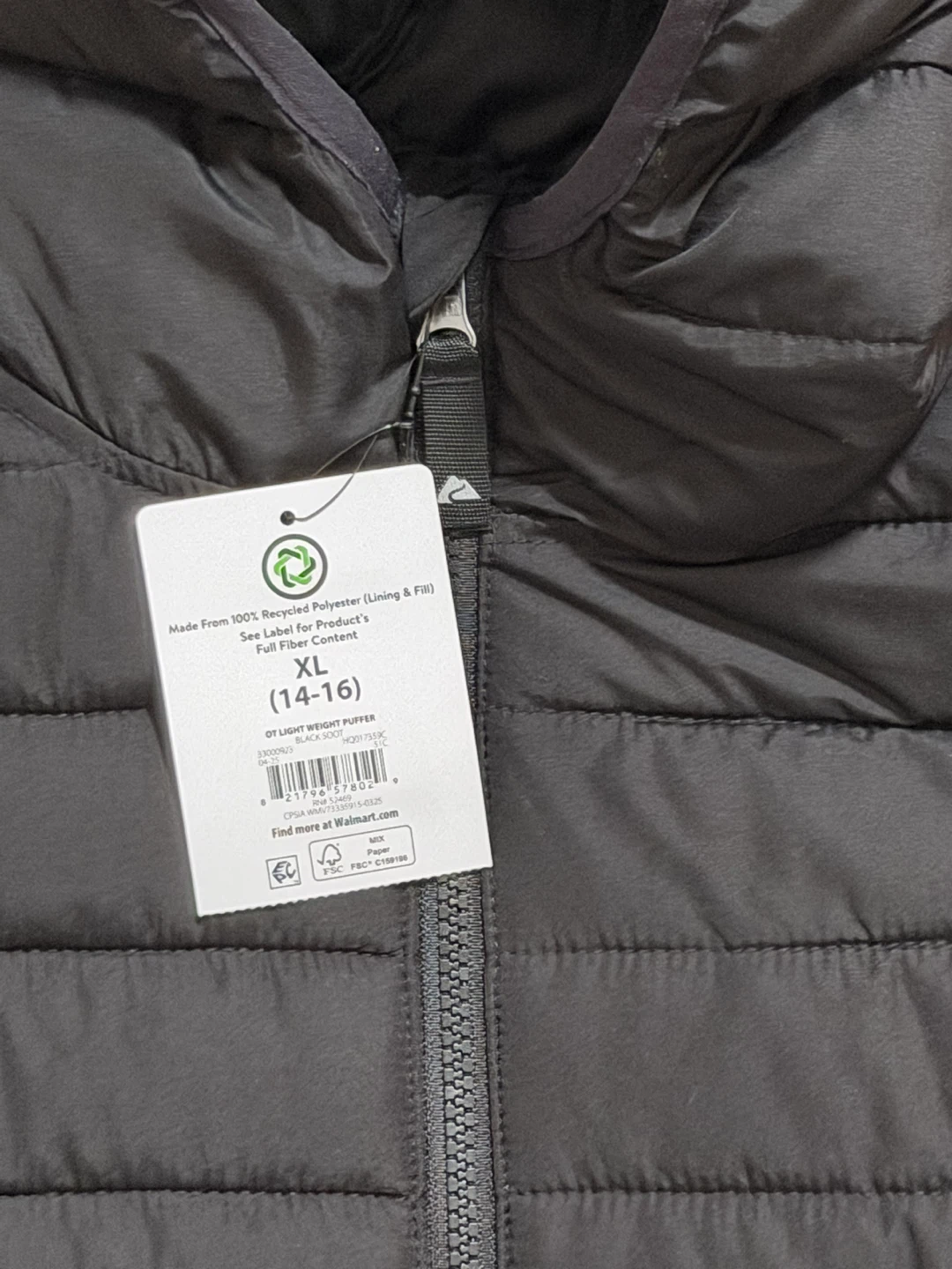 Ozark Trail Boys Everyday Puffer Jacket Size XL 14-16 Black - photo 4