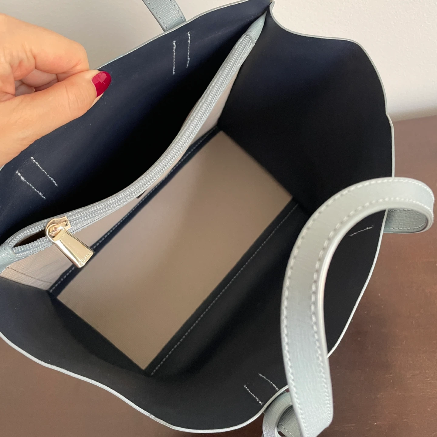 Furla Leather Tote Bag - Light Blue - photo 3