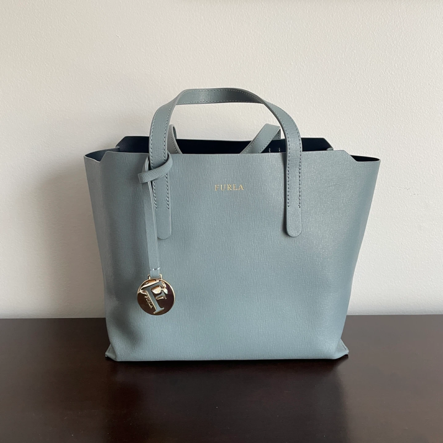 Furla Leather Tote Bag - Light Blue