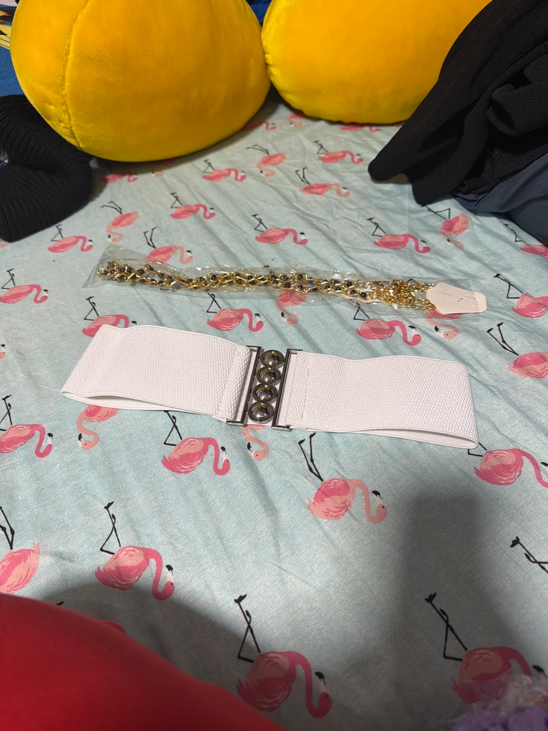 White Elastic Belt & Gold Chain Belt - photo 2