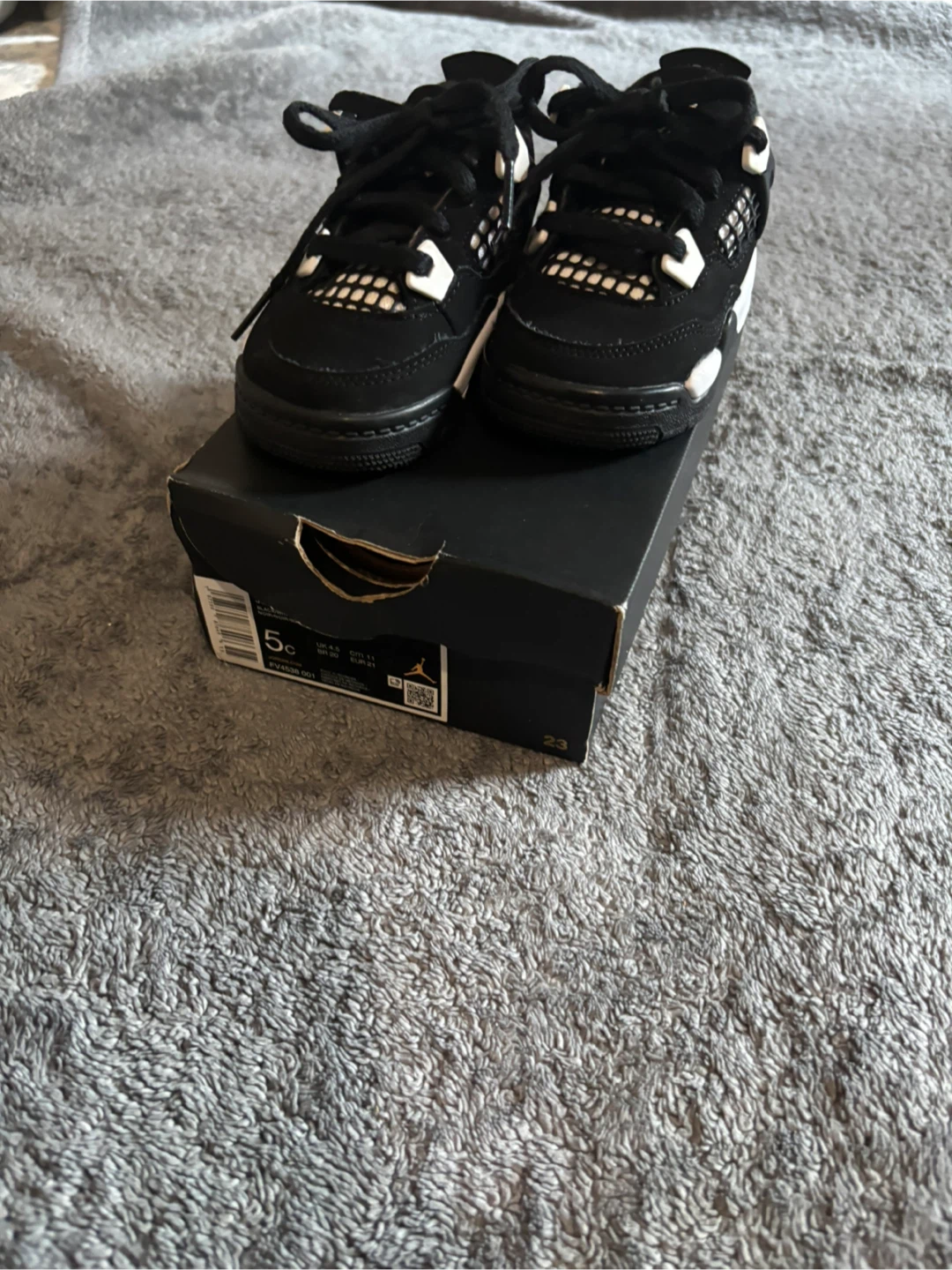 Jordan 4 Retro Black Canvas (TD) - Size 5C