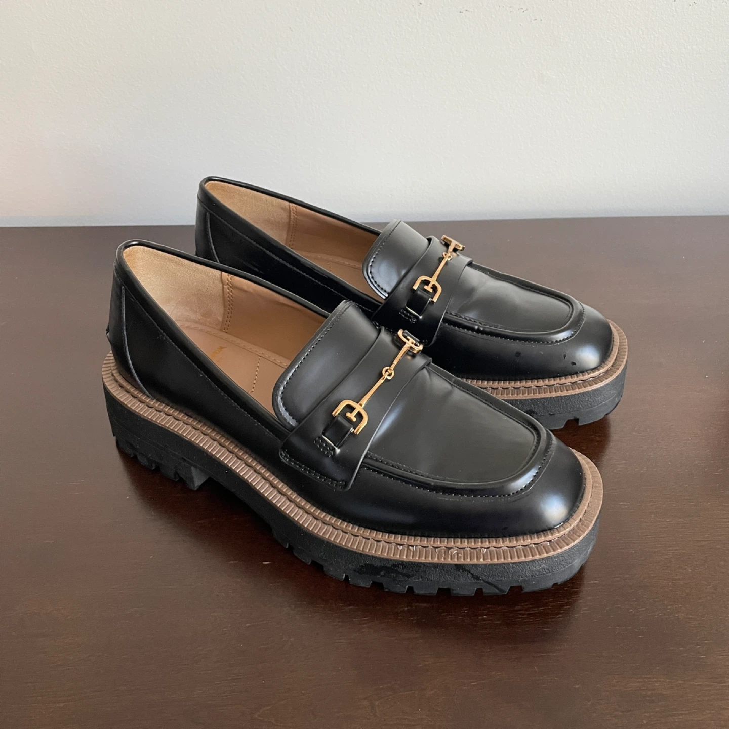 Sam Edelman Black Leather Loafers, Size 8