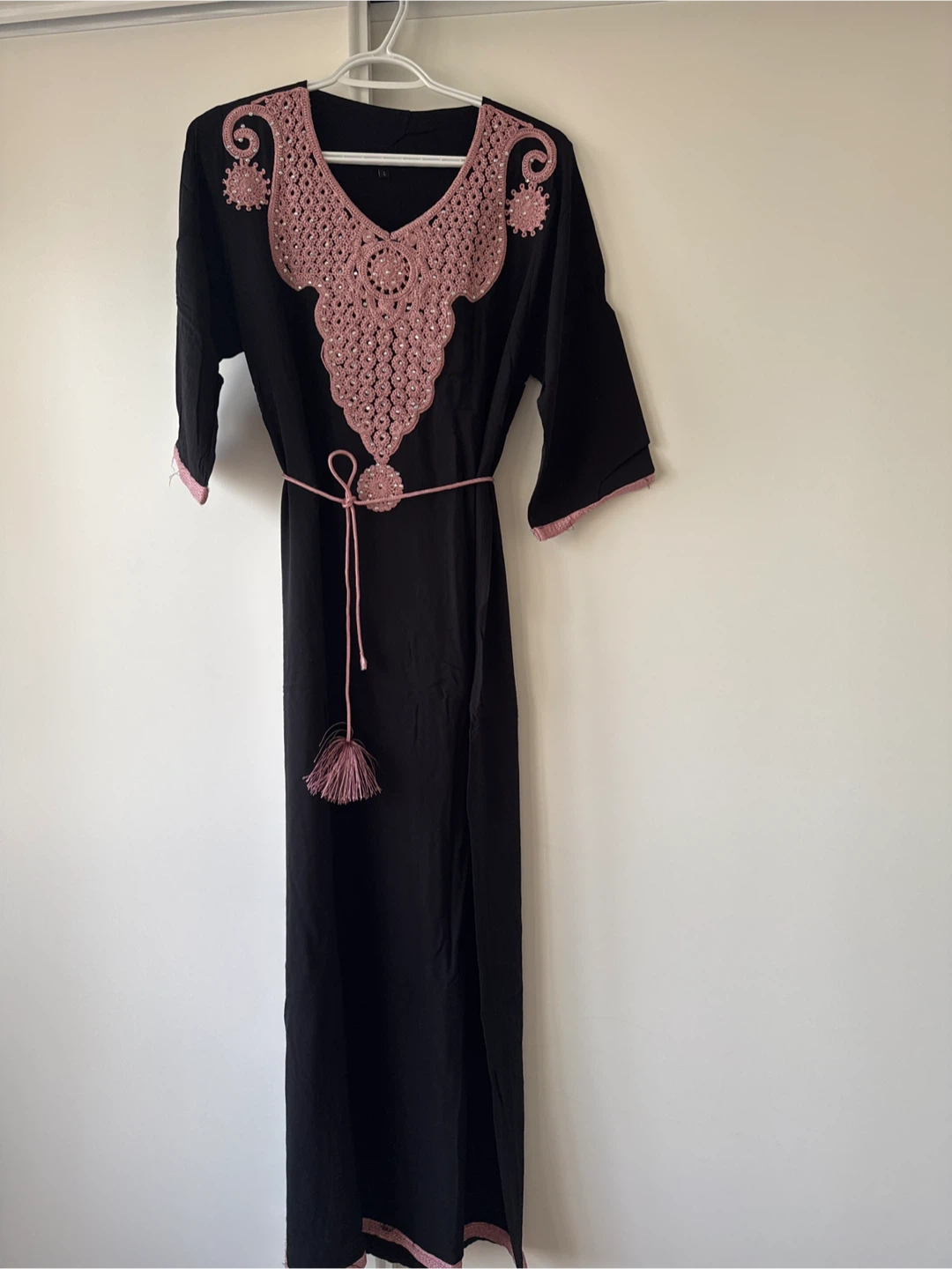 Black Embroidered Kaftan Dress