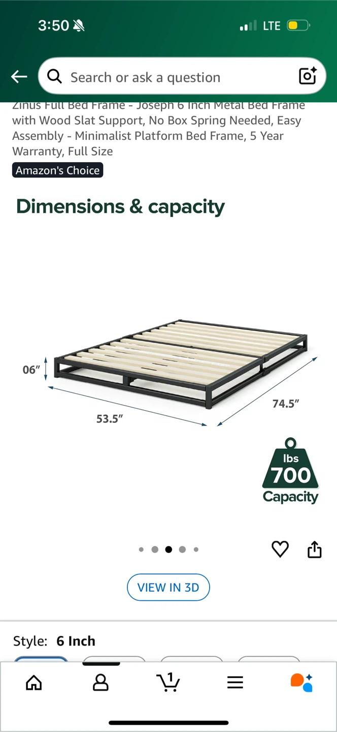 Zinus Joseph 6 Inch Full Metal Bed Frame - photo 3