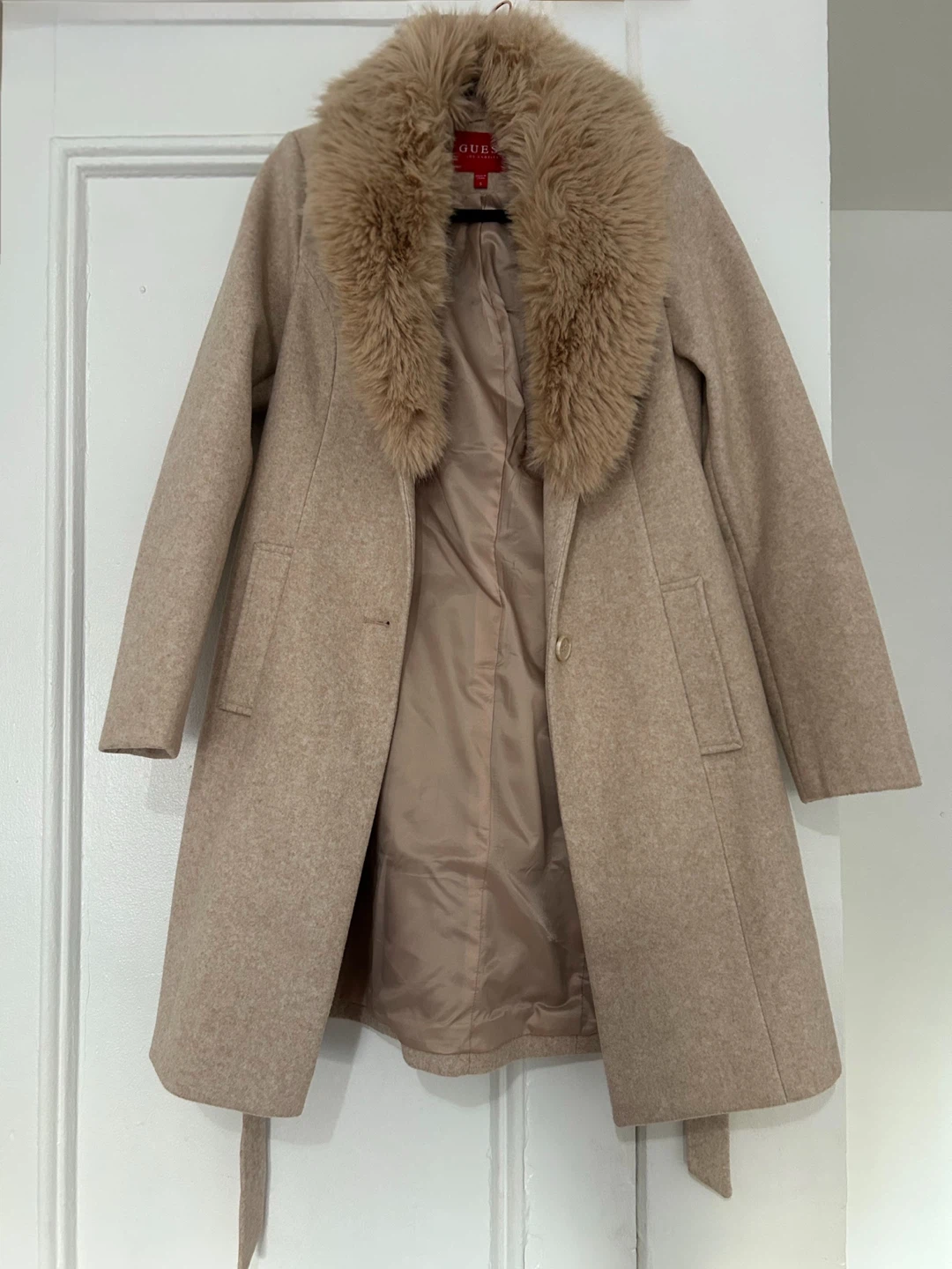 Guess Beige Peacoat with Faux Fur Collar - photo 2