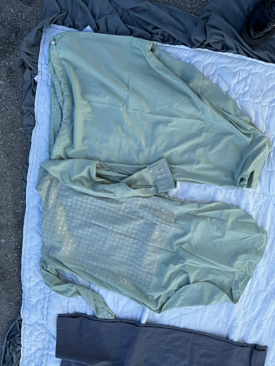 Men's Sage Green & Grey Shalwar Kameez Set - photo 2